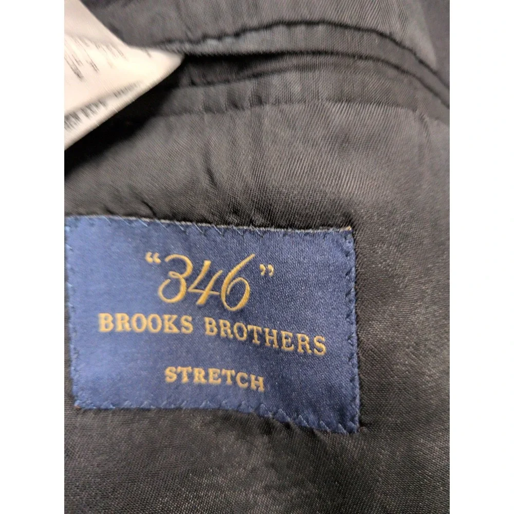 Brooks Brothers 346 Mens‎ Navy Blue Wool Stretch Blazer Suit Jacket 45R